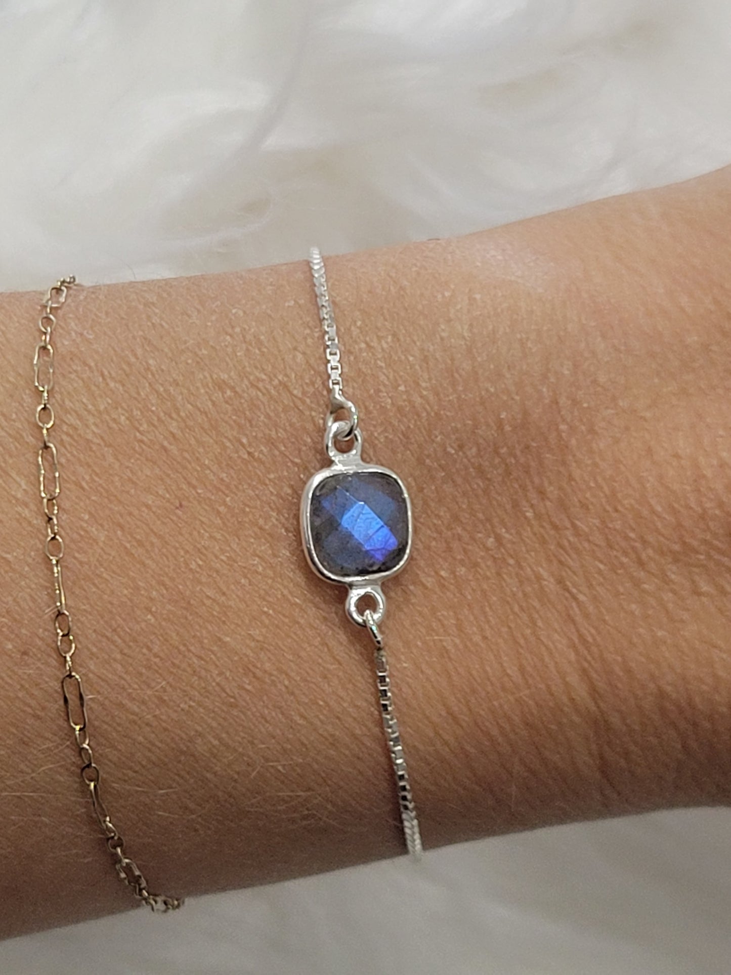 Labradorite Sterling Silver Adjustable Bracelet ( scroll down for description)