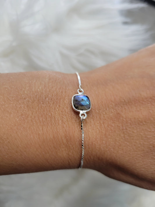 Labradorite Sterling Silver Adjustable Bracelet ( scroll down for description)