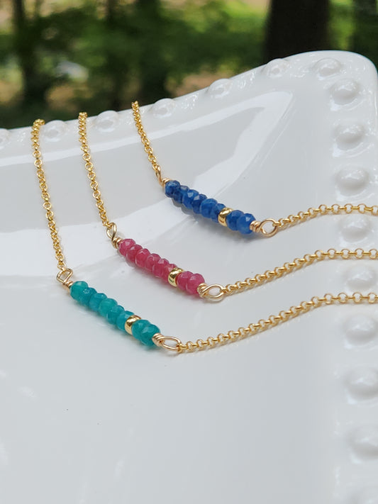 Beaded Gemstone Necklace 14k Gold-filled