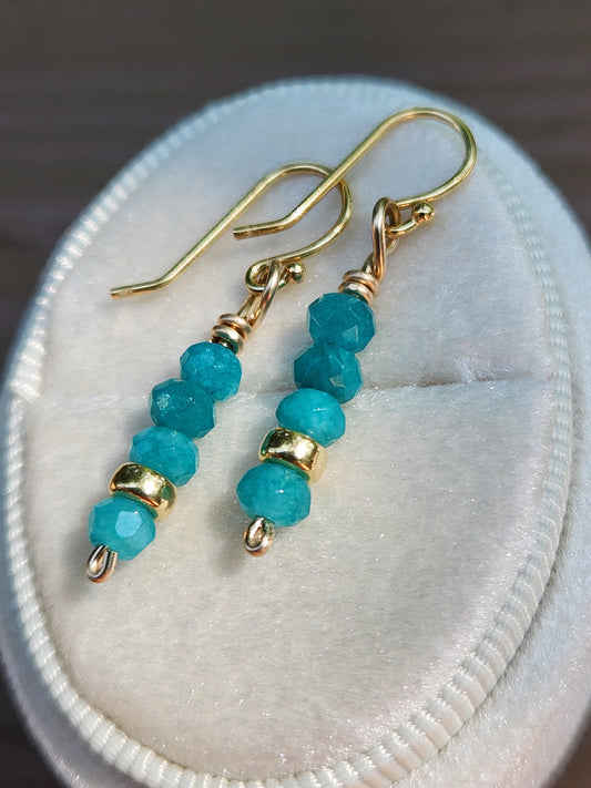 Ocean Shore Gemstone Earrings 14k gold-filled Handcrafted