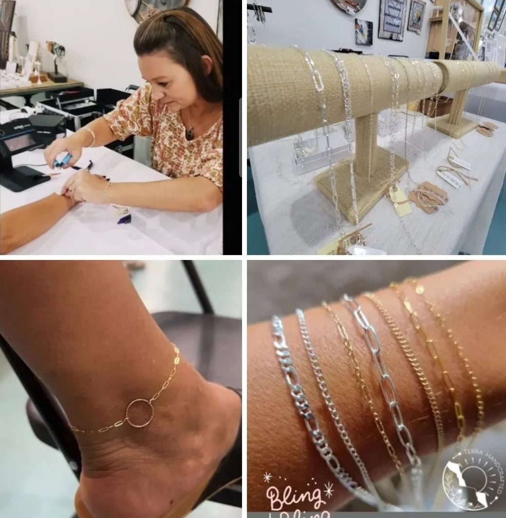 Permanent Jewelry Appointment in Navarre, FL. Located at The Makers Studio in the Sand Dollar Plaza - 1900 FL-87 Suite L, Navarre, FL 32566 Please call 850-313-1330 for Navarre